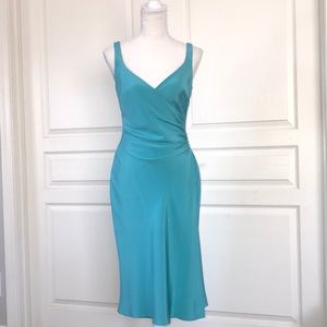 Ann Taylor Teal Silk Dress Sz 4